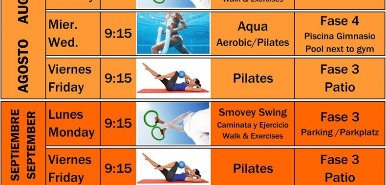 Sports activities calendar Summer 2016